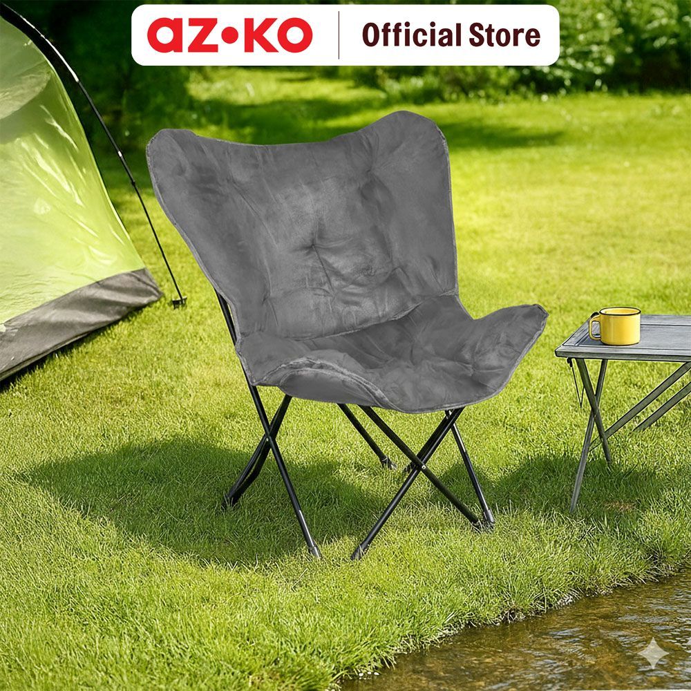 AZKO Soleil 67X82.5X87.8 cm Butterfly Kursi Lipat - Abu-Abu Tua Kursi Memancing Kursi Lipat Kursi Po