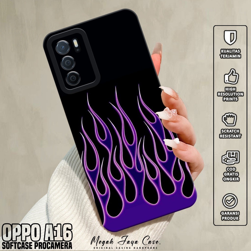 Case Oppo A16 - Casing Oppo A16 Motif FIRE - Silikon Hp Oppo A16 - Softcase Hp Oppo A16 - Kondom Hp 