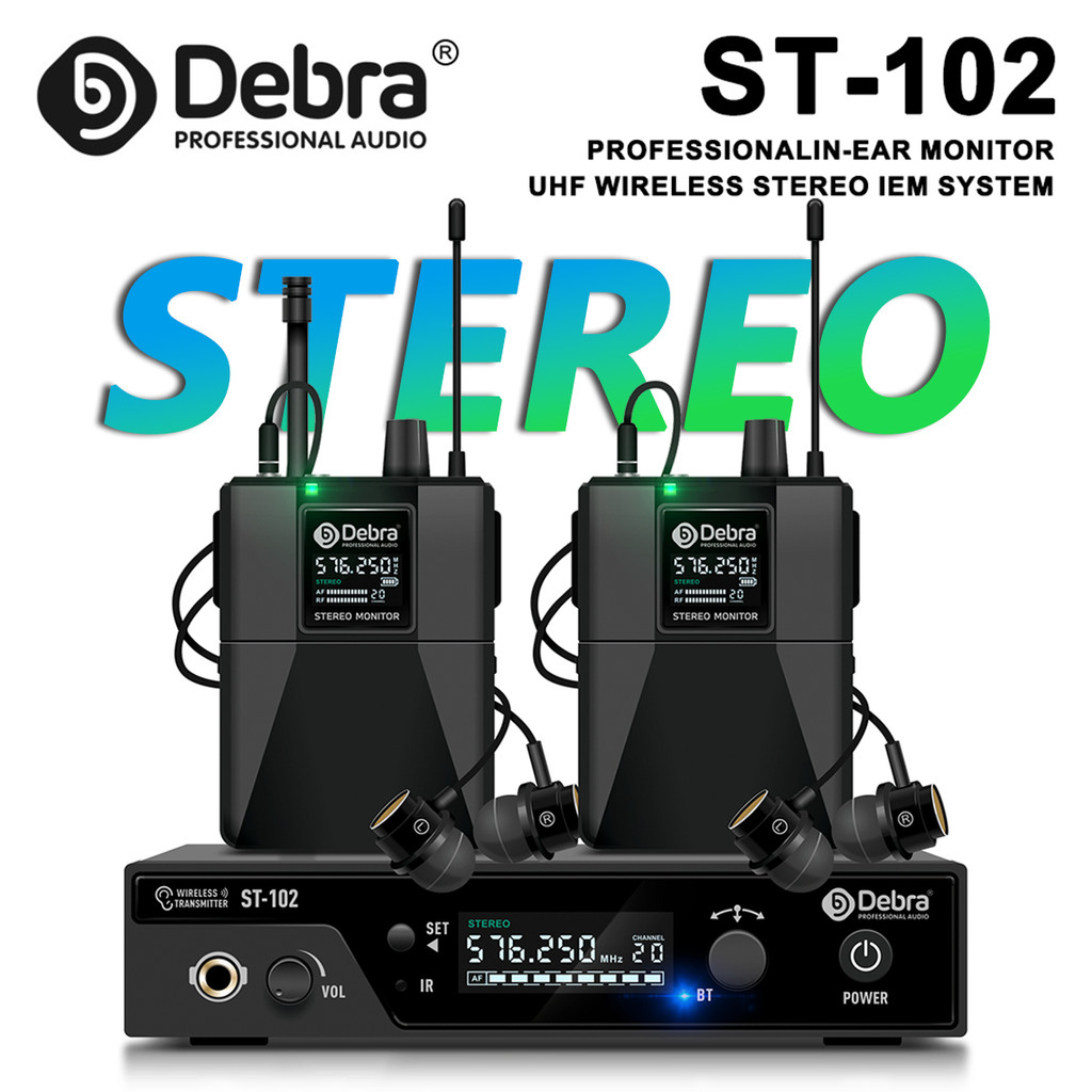 Debra ST-102 Professional Stereo Wireless In-Ear Monitor System with Bluetooth 5.0 UHF for stance 80