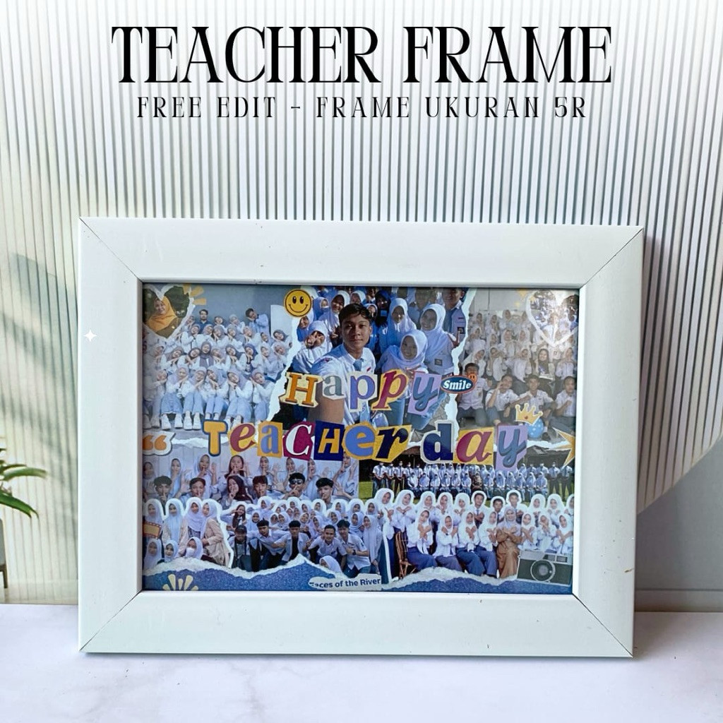 CUSTOM FRAME 5R Hadiah Guru - Kado Hadiah Teacher's Day Kenang Kenangan untuk Guru perempuan Laki-La