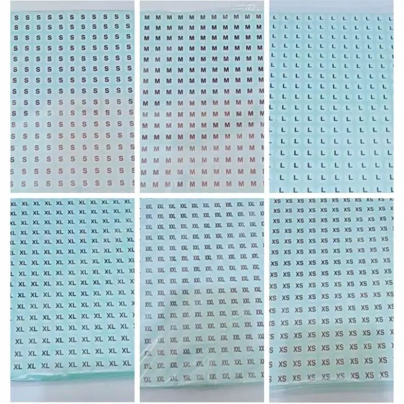 Stiker Label Baju Size XS - XXXXL /Stiker Angka /Stiker Size