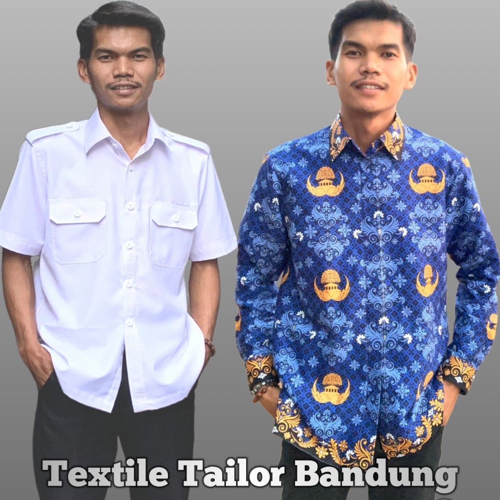 Seragam PDH Putih, Batik Korpri, Celana Hitam Formal katun SemiWool premium pria dewasa