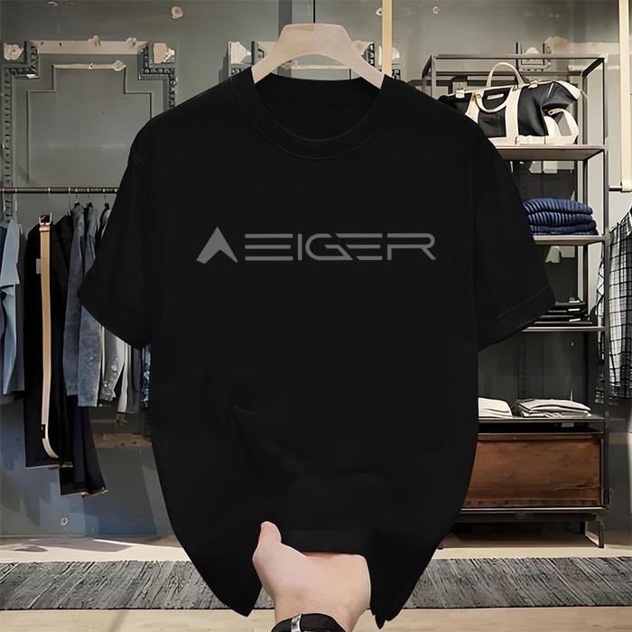 (COD) Kaos Lengan Pendek Eiger Logo Minimalis oversize - HITAM, S