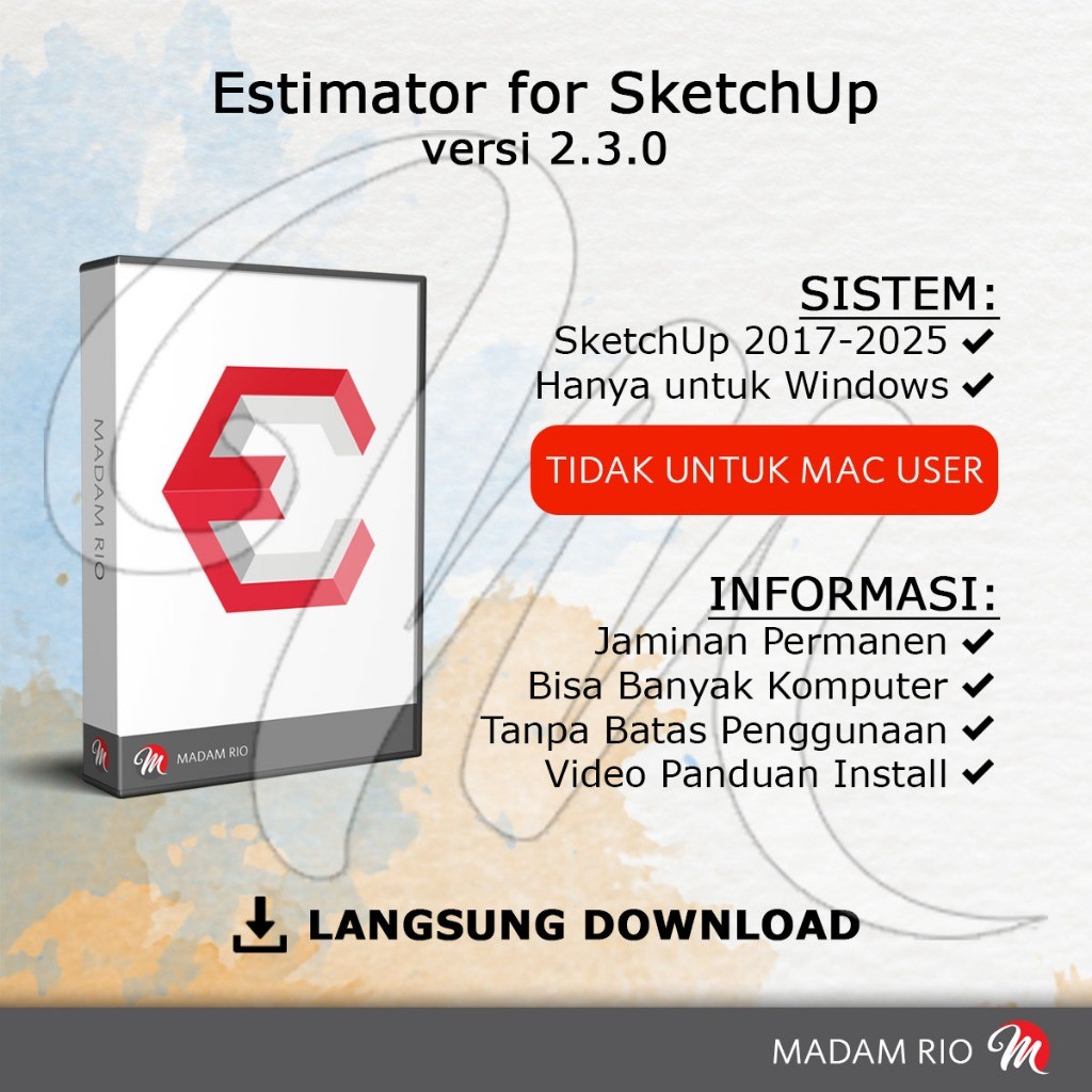 Estimator Untuk SketchUp Estimator SketchUp Lisensi Permanen Seumur Hidup