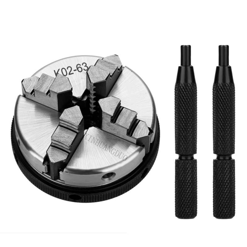 K02-63 63mm Mini 4 Jaw Reversible Self-Centering M14 Thread Mount Lathe Chuck With Lock Rods K02-63+