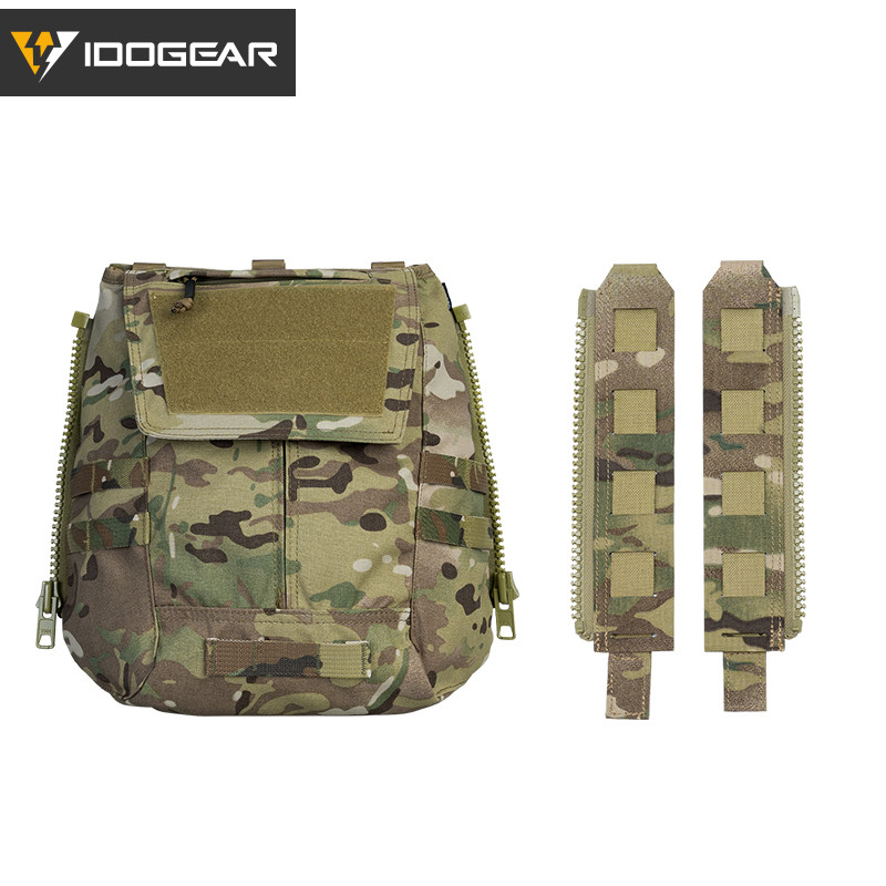 IDOGEAR Tactical Panel Zip on Pou Backpack Plate Carrier Bag for CPC AVS JPC2.0 Vest 3531 With 10#Zi
