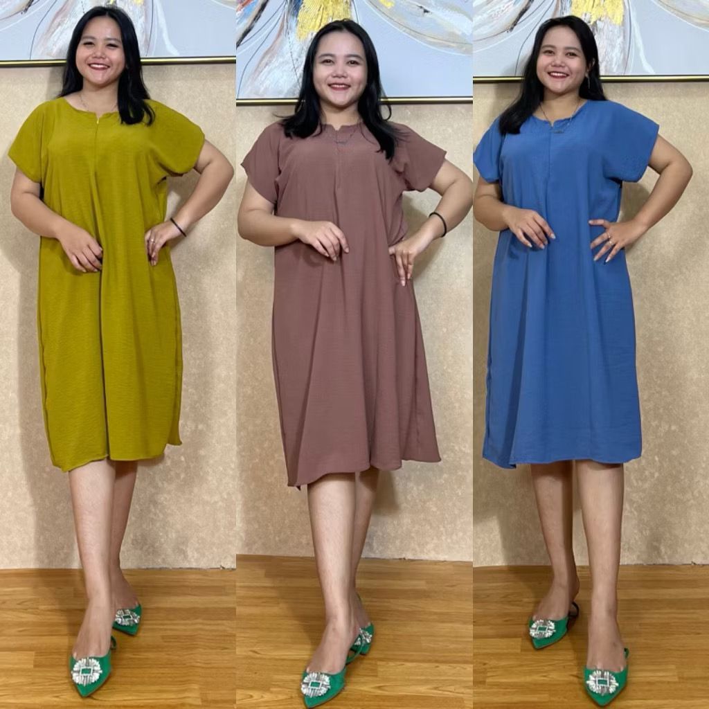 Daster Namira Cringkle Airflow Polos Busui Friendly/Daster Busui Kekinian