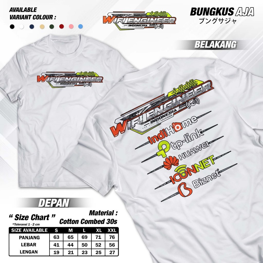 Kaos Teknisi Wifi Engineer Indonesia IndiHome Biznet Tshirt Distro Cotton Combed 30s Bungkusaja A244
