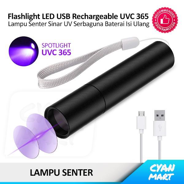 Lampu Senter UV Flashlight LED Ultraviolet UVC 365 Aluminum USB - UVC-365