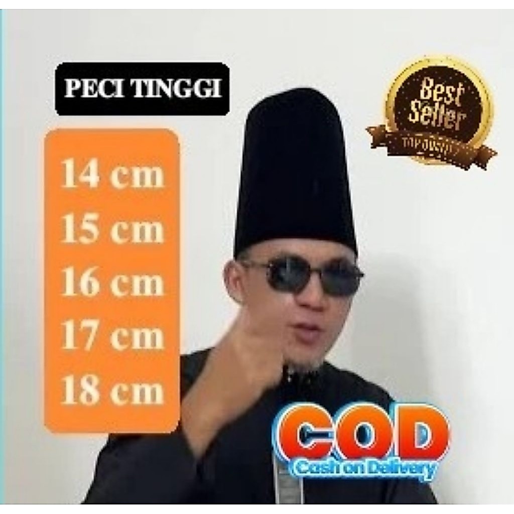 Peci songkok kopiah hitam polos tinggi 14 15 16 17 18 cm