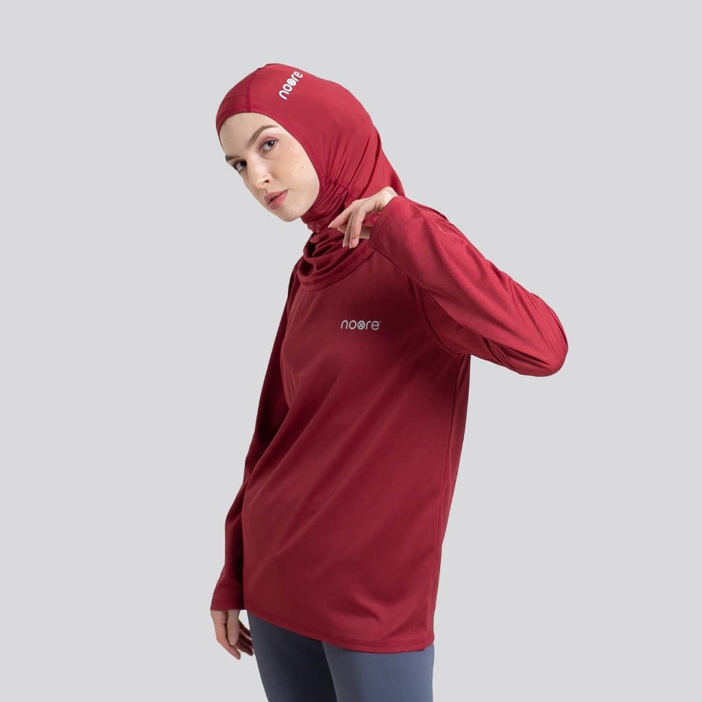 NOORE SPORT HIJAB - Baju Olahraga Wanita - Lightweight Quick Dry Breathable - Running Gym Padel Yoga