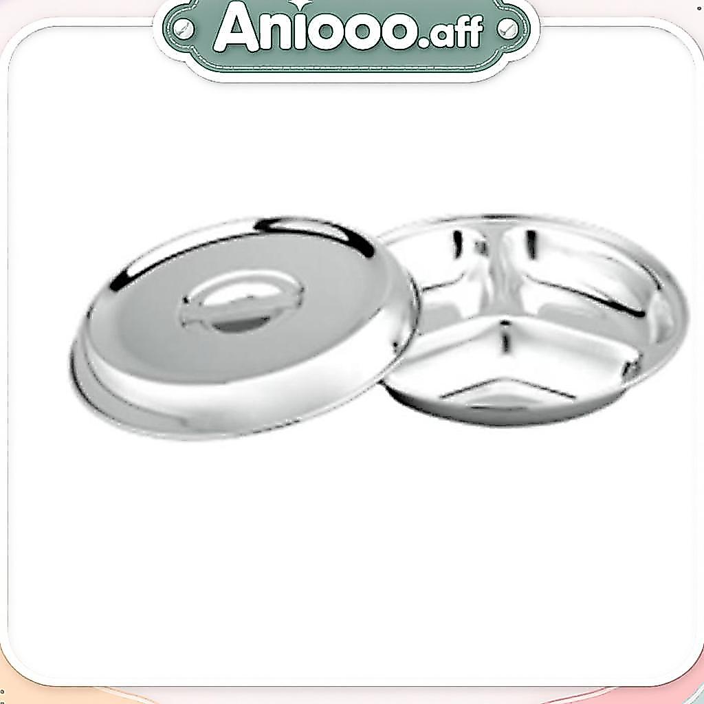 Bima Round Lunch Tray 3 Compartment + Lid 1103 Stainless Steel 24 Cm