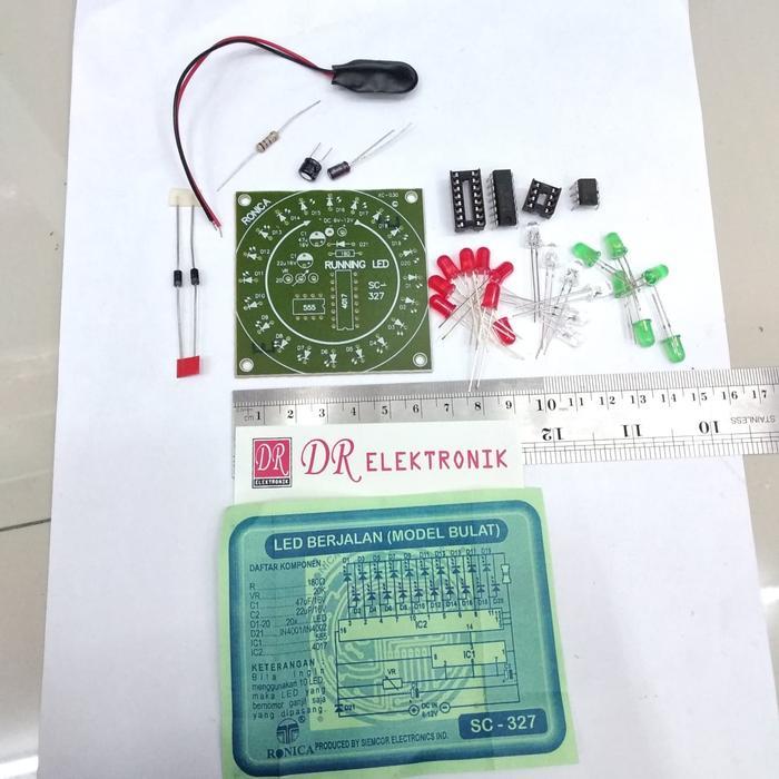 PCB Running LED DIY + PCB + Komponen 1 set komplit praktek elektronika