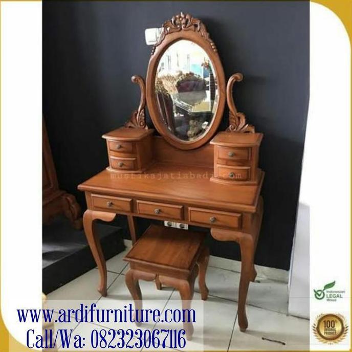 Meja Rias Minimalis Kayu Jati, Tolet Minimalis Jati