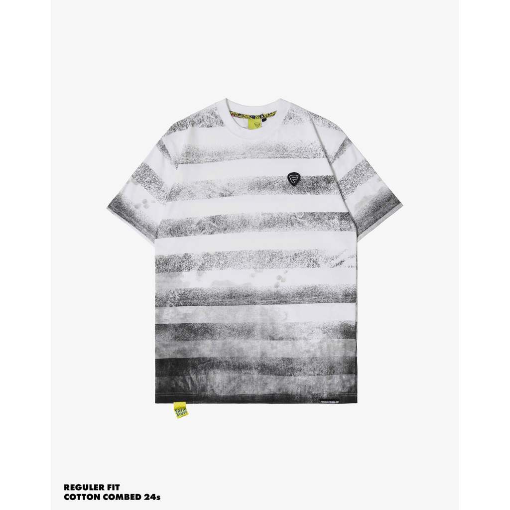 KAOS PRIA WANITA KATUN COMBED 30s MOTIF STRIPE REGULAR FIT PUTIH ORIGINAL FRIDAY KILLER | OG SPLATS 