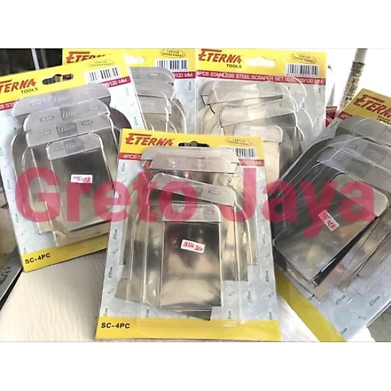 ETERNA Stainless Steel Scrapers 1 set Stenlis Scraper Kapi Kape Skrap Plastik Pisau Dempul Stainles 
