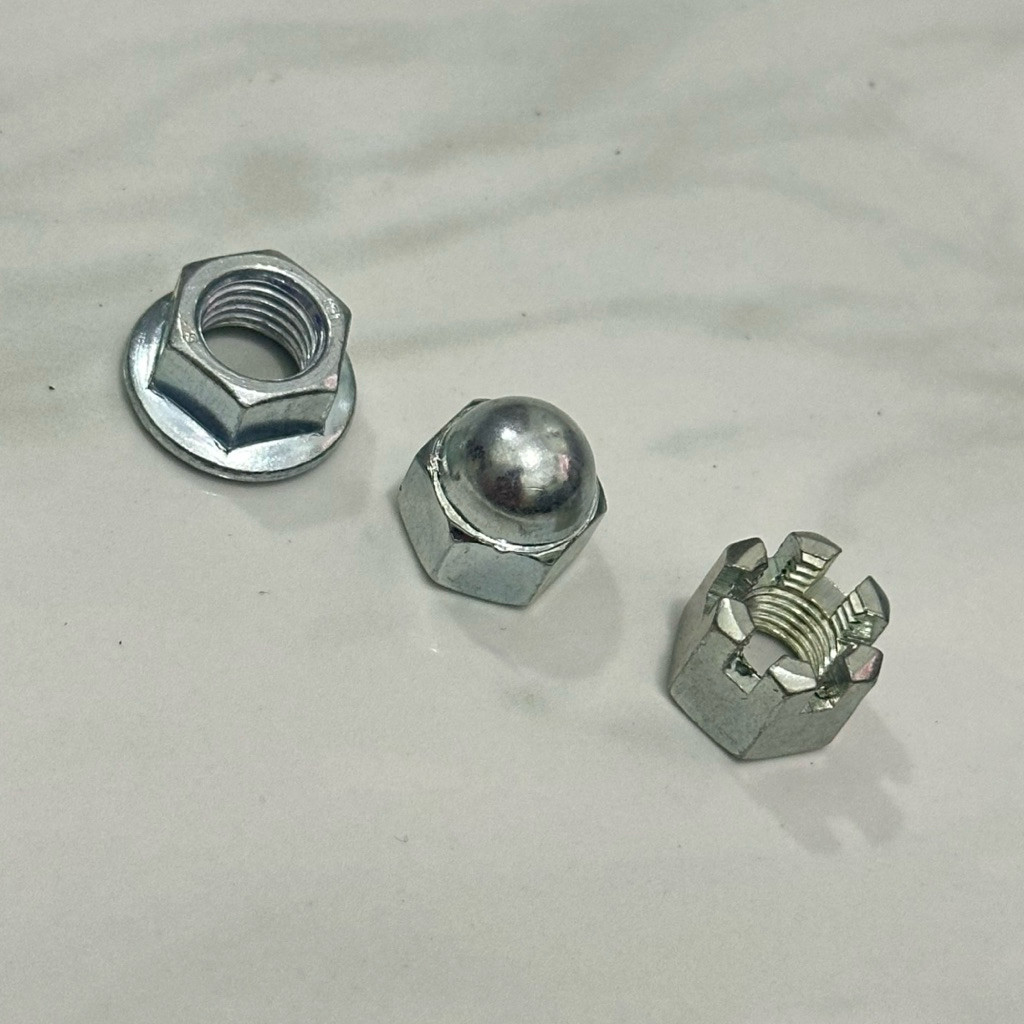 MUR M10 KUNCI 14 MUR TOPI MIR FLANGE MUR MAHKOTA MUR LOCK ORIx MBS INDO GROSIR