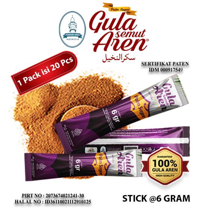 20 Gula Aren Stick Sachet Gula Aren Sachet Stick Bubuk Asli Murni 100% Organik Grade A 6 gr Gula Are