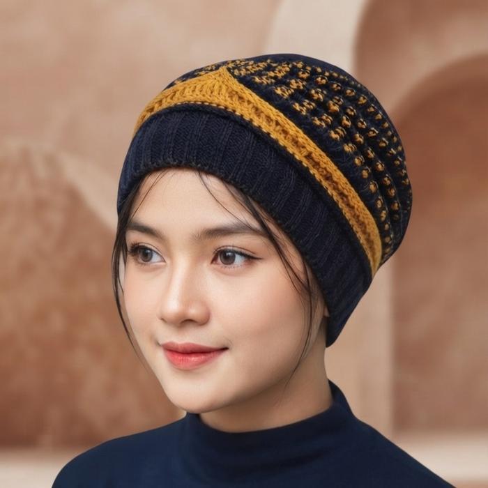 New turban ciput rajut wanita hijab iner hijab - hitam putih