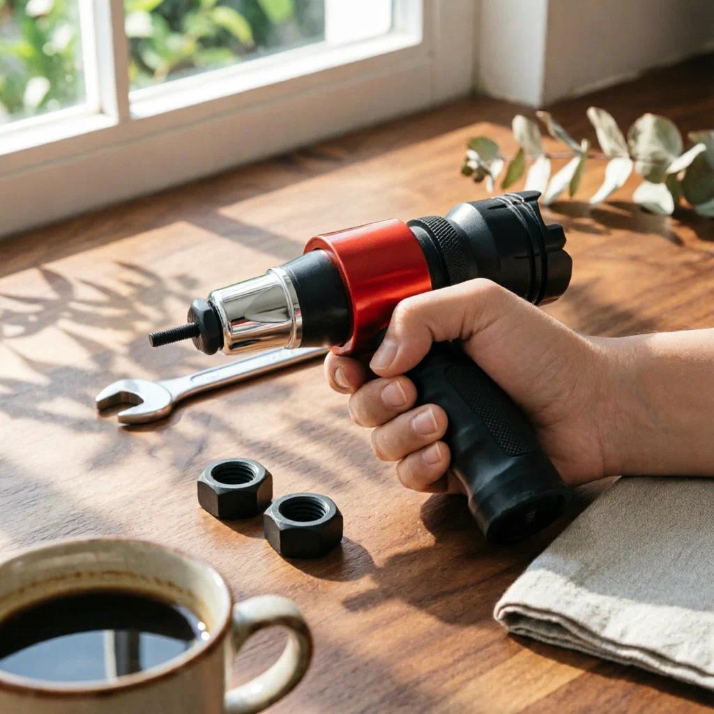 Rivet Nut Adapter Ribbed Riveter Adapter with Mandrels Rivet Nut Tool with Wrench Labor-Saving Kit L