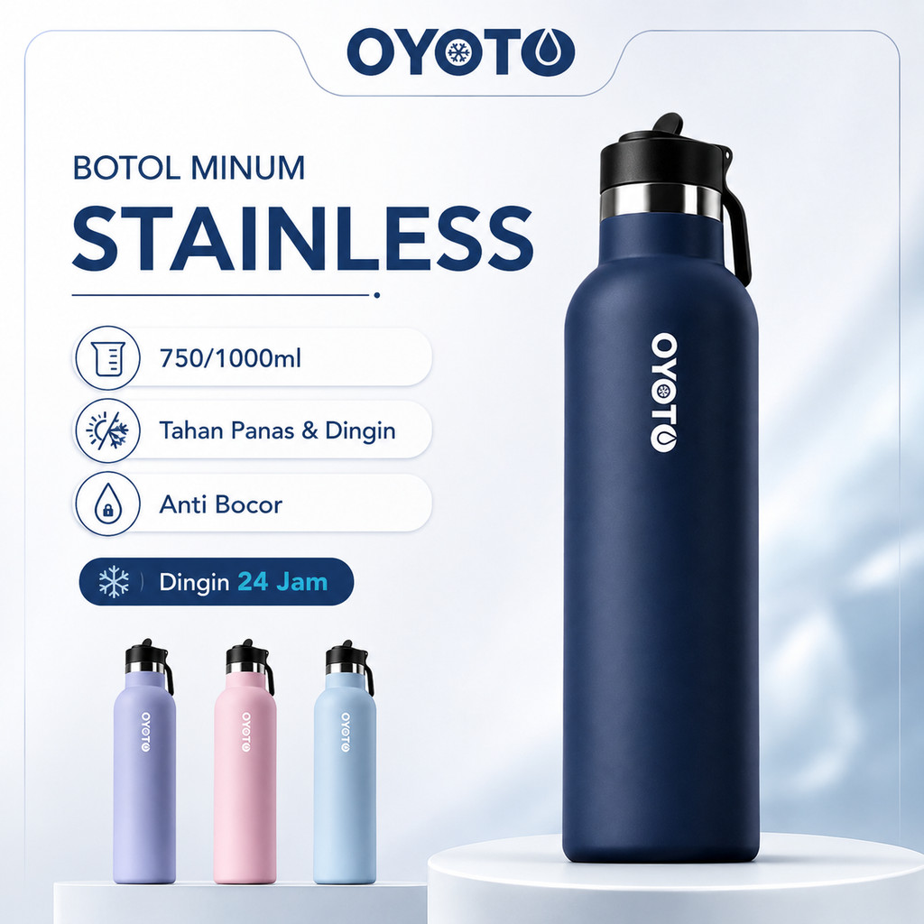 Terlarisss OYOTO Tumbler Anti Bocor Stainless Steel Botol Minum Sport Tumbler Tahan Panas Dingin