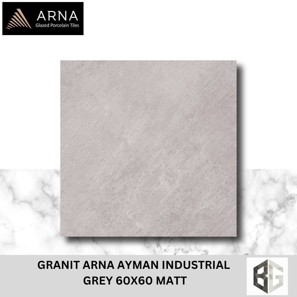 Granit Lantai Arna Ayman Industrial Grey Dark Grey 60x60 Matt Motif Semen Doff
