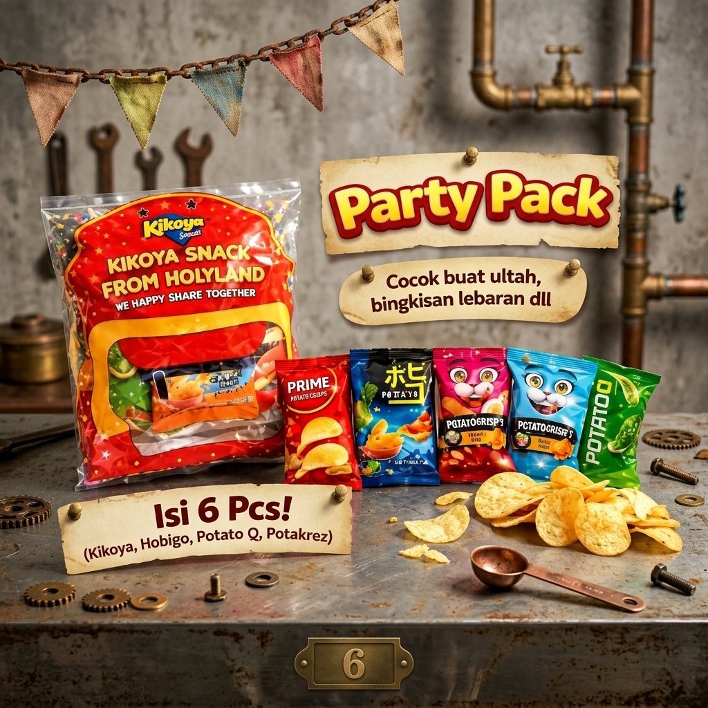 KIKOYA Partypack Potato snack isi 6pcs snack ulang tahun Holyland Hampers Lebaran Hadiah gift