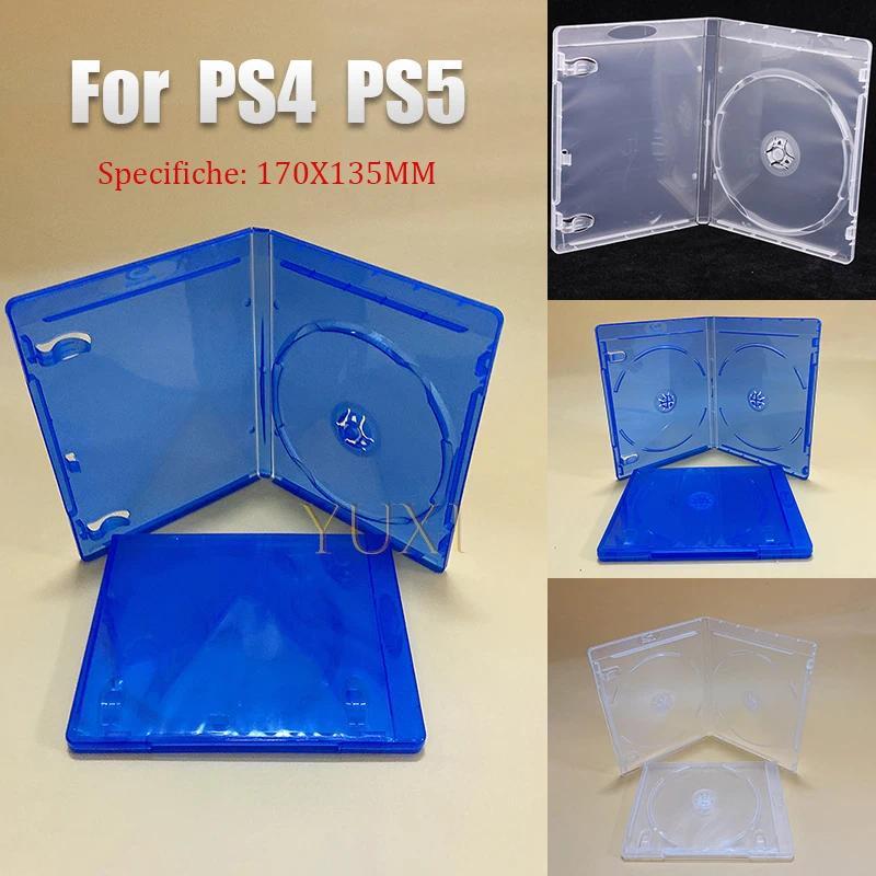 YUXI 1PC CD DVD Storage Box for PS4 PS5 Game Double sc Spare Blue Game Blu Ray Box 2 CD Blue Clear