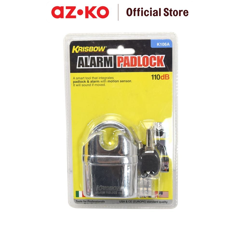 AZKO Krisbow Heavyduty Gembok Dengan Alarm - Putih Padlock Aman Kunci Pengaman Lock Manual Pengunci 