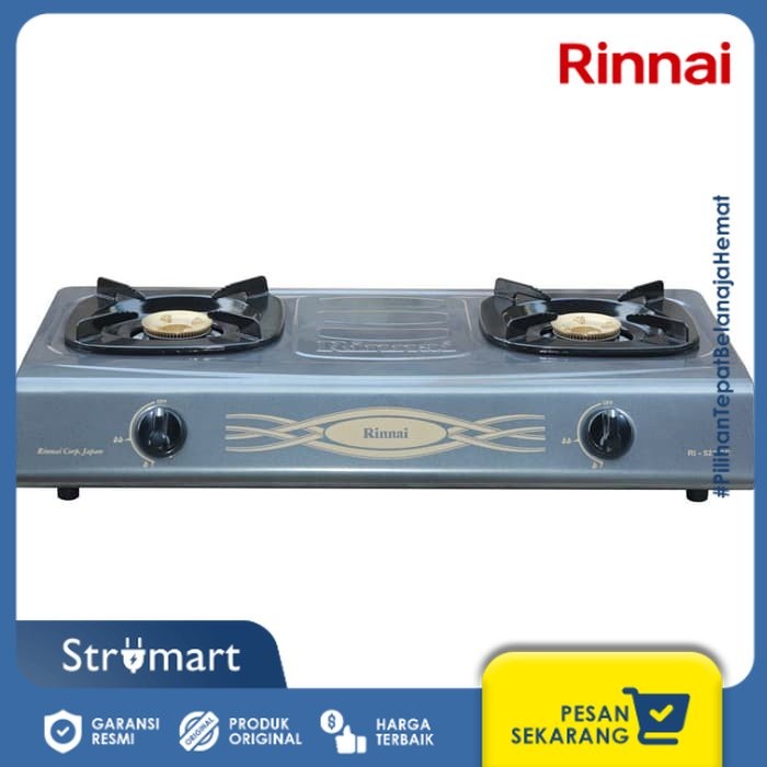 Kompor Rinnai 522 CE / RI-522CE / RI 522CE - Hitam 2 Tungku