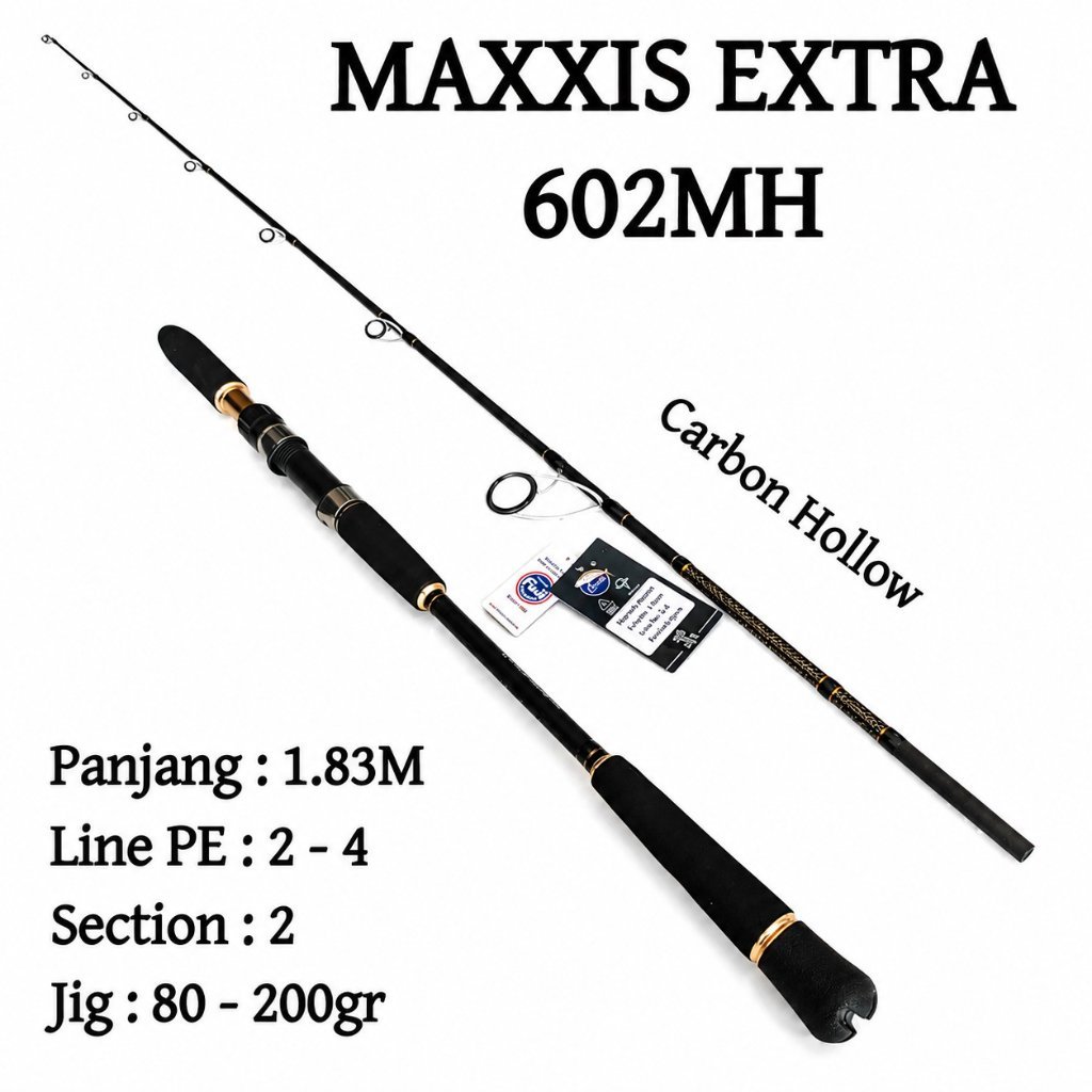 Joran Jigging ORCA Maxxis Extra 602MH PE 2-4 1.83M Ring Full Fuji Carbon Hollow Jig 80-200gr - Maest