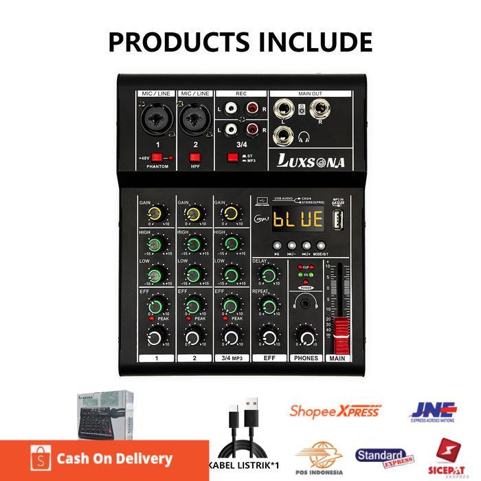 LUXSONA Mixer reverb 4-channel/mixer mini profesional/mixer audio murah/misker Bluetooth dengan reve