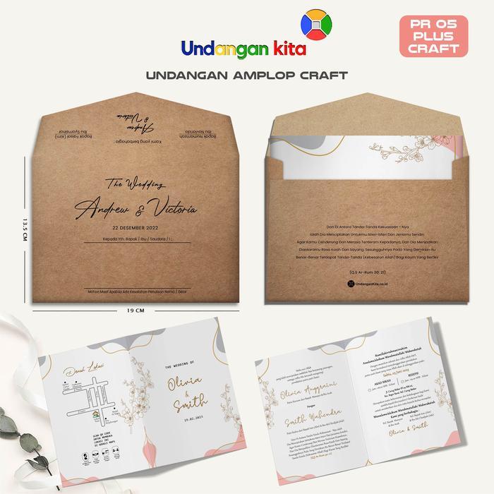 (100Pcs) Undangan Kita Undangan Amplop Craft + Jasmine Glitter Softcover Rustic Elegan Murah Undanga