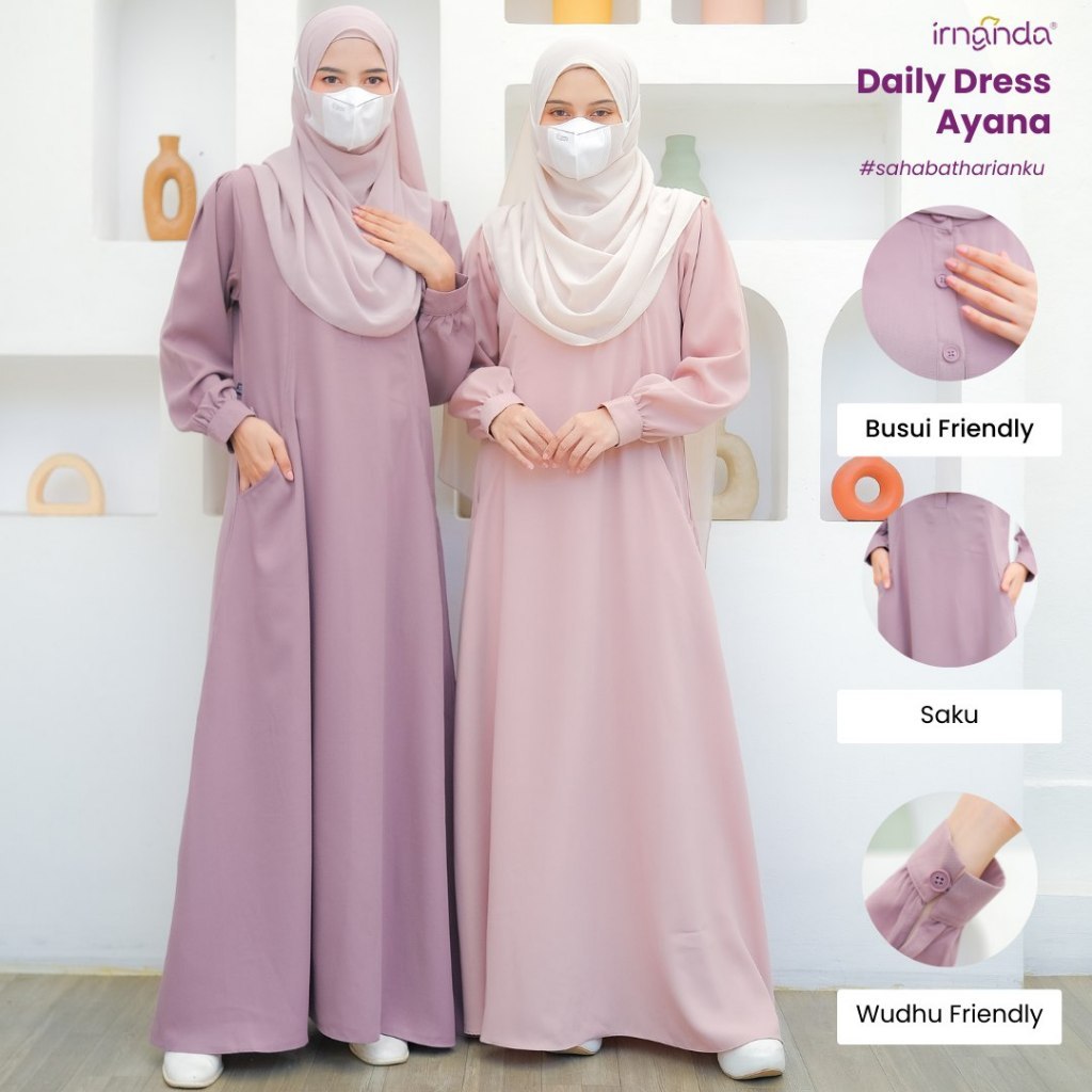 Irnanda - Ayana Gamis Wanita Polos Izumi Gamis Umroh Haji