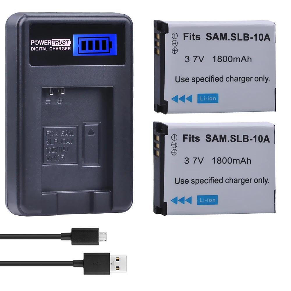 SLB-10A SLB10A SLB 10A Camera Battery + LCD USB Charger for Samsung EX2F WB150F WB250F WB350F WB750 