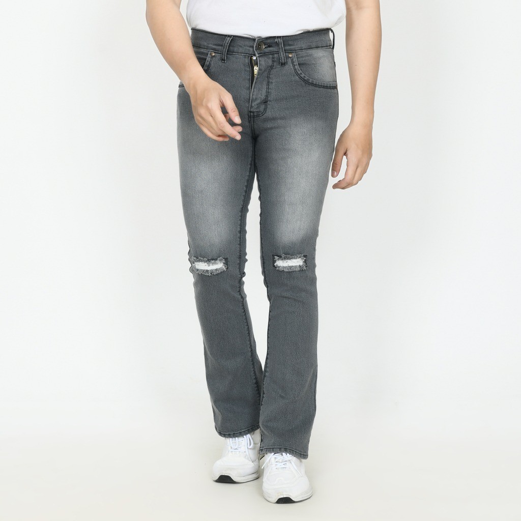 CELANA PANJANG CUTBRAY SOBEK ABU PRIA DEWASA by CENTULA OF DENIM BADJATEX DENIM STRECH UK 27-34