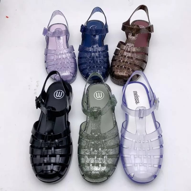 ZABRIN.ID  Sandal Jelly Shoes Wanita Sepatu Sandal Meisha Color glitter Transparant gladiator korea 