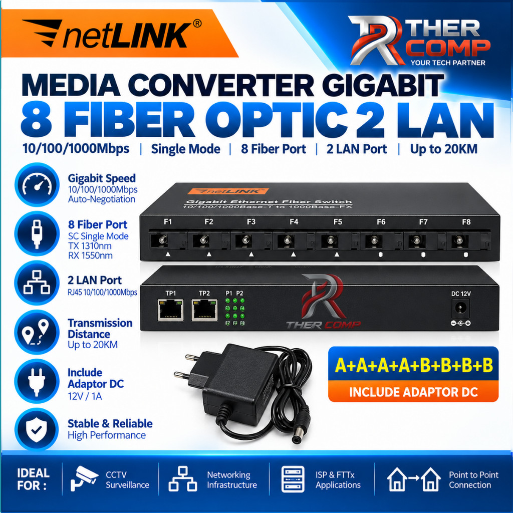 Media Converter 8FO - 2LAN Ethernet Fiber Switch 8 Fo 2 Lan
