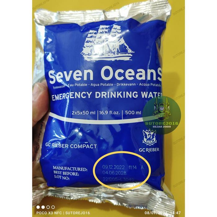 emergency drinking water seven oceans air mineral minum ransum air