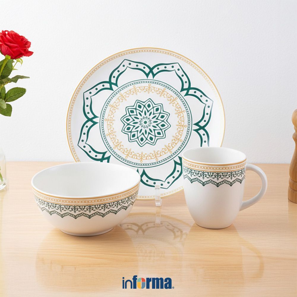 Informa Appetite Rumi Perlengkapan Makan Set 3 pcs - Putih Dining Set Tableware Alat Makan Dinner Se