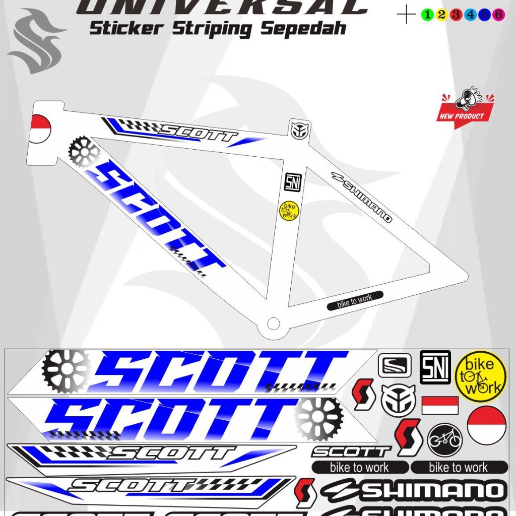 STIKER SEPEDA SCOTT / VARIASI SEPEDAH BMX MTB/ STRIPING UNIVERSAL SEPEDA