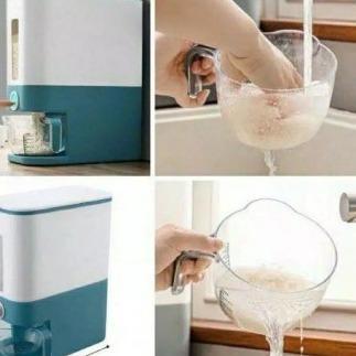 [SHS]  Dispenser Beras Modern 12L | Tempat Penyimpanan Beras Dengan Wadah Pengering | Rice Box Food 