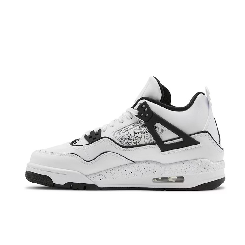 Sepatu Nike Air Jordan Retro 4 Gs Diy White Black 100% BNIB ORIGINAL TERLARIS
