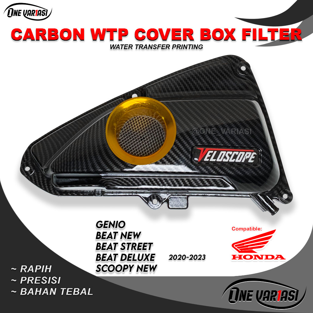 COVER TUTUP BOX FILTER CARBON VELOCITY GENIO / TUTUP FILTER BEAT NEW CARBON BEAT DELUXE SCOOPY NEW C