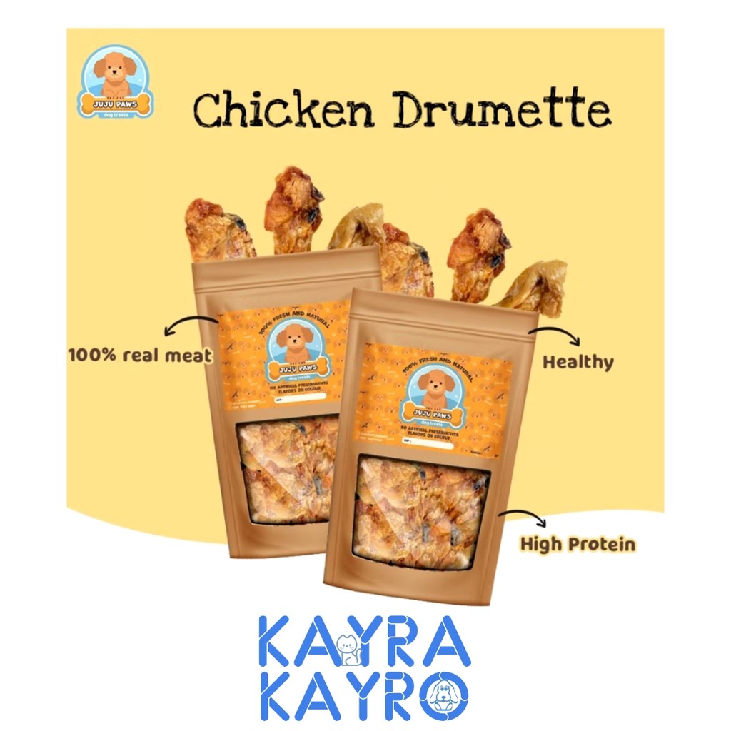 JujuPaws Dehydrated Chicken Drumstick Dog Cat Treat 5 Pcs - Snack/Camilan Anjing Kucing