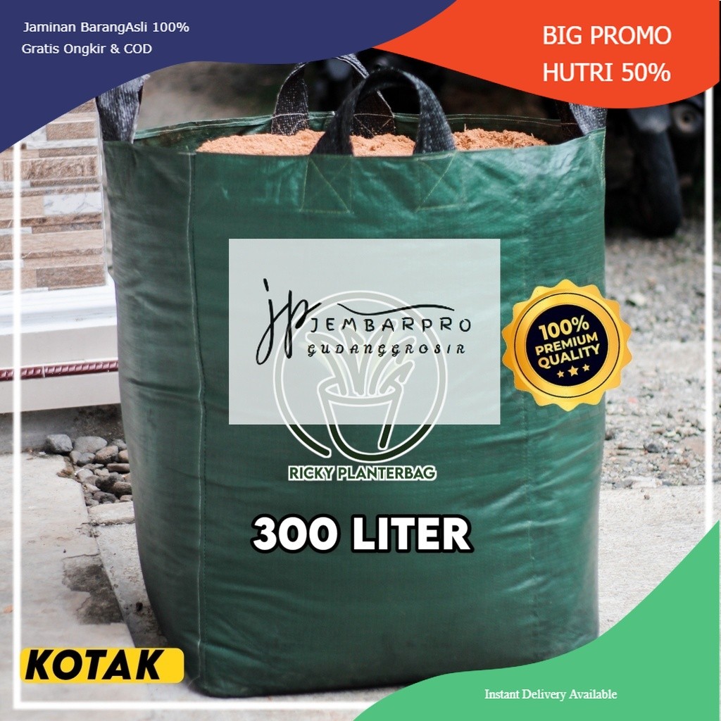 PLANTER BAG 300 LITER HIJAU KOTAK POT TANAMAN MURAH