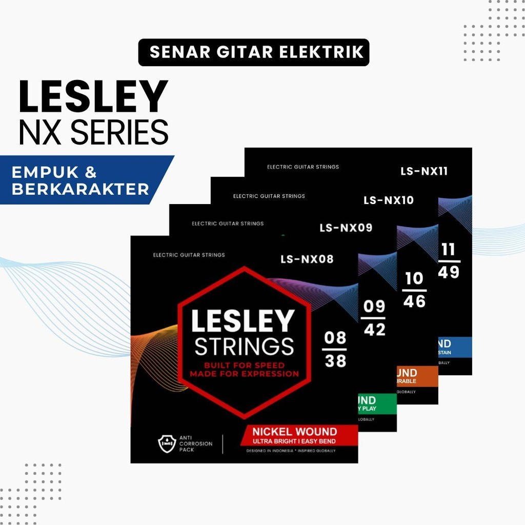 Lesley NX Series Senar Gitar Elektrik – Nickel Wound, Bright & Easy Bend (08-011)