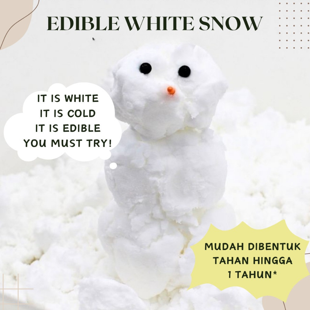 Edible White Snow Salju Mainan Anak Fake Snow Salju Buatan Salju Instant Mainan Salju Saljuan Anak