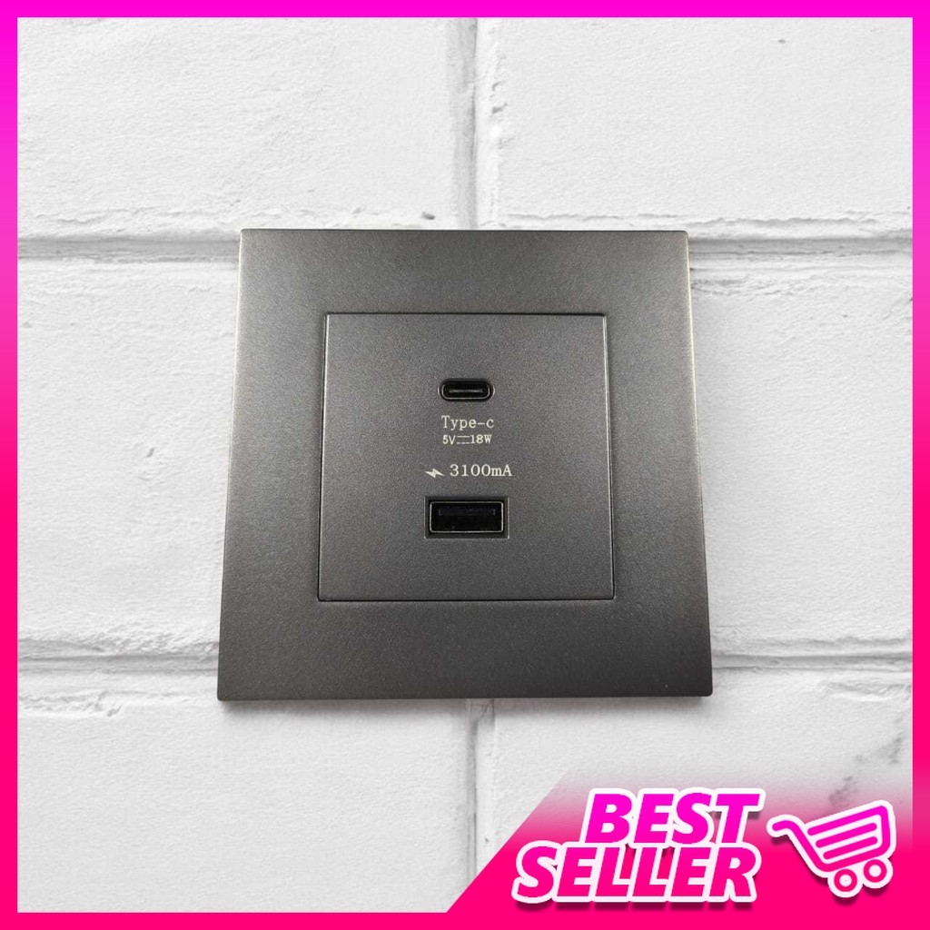 EIOMR Stop Kontak Dinding USB Type C Multi Port Wall Socket 5V/3.1A - E86