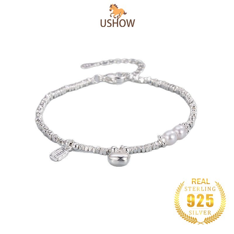 USHOW Gelang Perak S925 Wanita Mutiara Baru